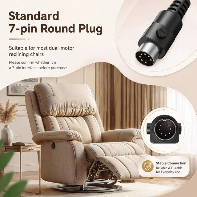 Alt view image 4 of 6 - 6 Button 7 Pin Lift Chair Remote Controller Version A | Compatible with HHC HSW306 Hand Control, Hand Control Switch Replacement