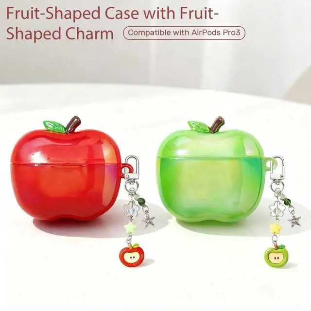 Alt view image 2 of 6 - Fruit-Shaped Case with Fruit-Shaped Charm Compatible with AirPods Pro3 - Protective Cover in Fruit Design (Red)