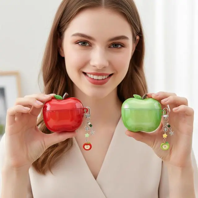 Alt view image 5 of 6 - Fruit-Shaped Case with Fruit-Shaped Charm Compatible with AirPods Pro3 - Protective Cover in Fruit Design (Red)
