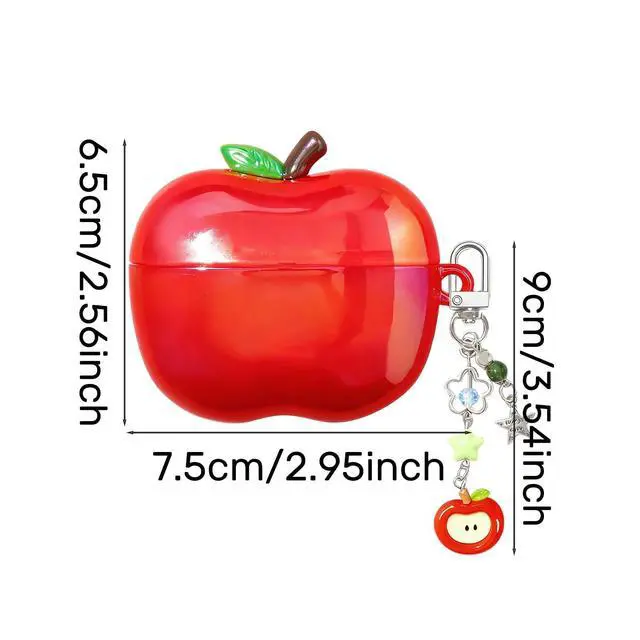 Alt view image 6 of 6 - Fruit-Shaped Case with Fruit-Shaped Charm Compatible with AirPods Pro3 - Protective Cover in Fruit Design (Red)