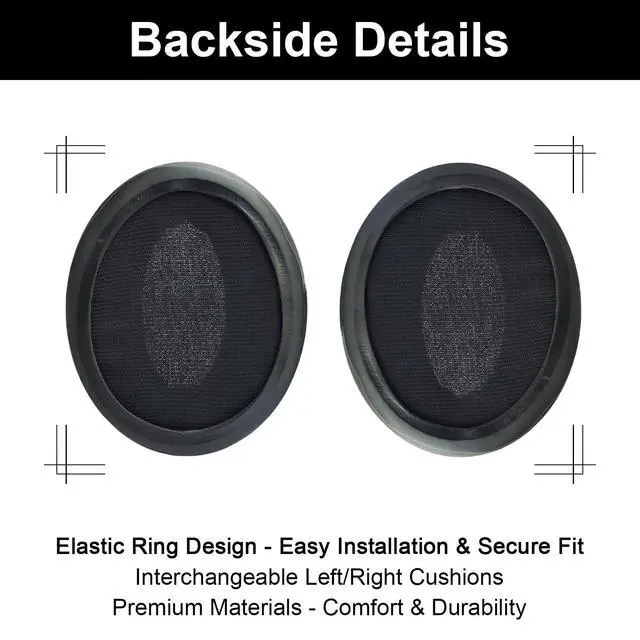 Alt view image 5 of 6 - Replacement Ear Pads for Sennheiser HD 4.50BT Headphones - Black | Fit for Sennheiser HD 4.50BTNC/4.50SE/HD 4.40BT/4.30G/HD 400S/HD 350BT/458BT, Memory Foam Covers, Smooth Leather Ear Cushions