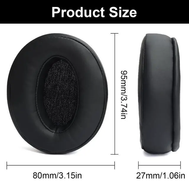 Alt view image 6 of 6 - Replacement Ear Pads for Sennheiser HD 4.50BT Headphones - Black | Fit for Sennheiser HD 4.50BTNC/4.50SE/HD 4.40BT/4.30G/HD 400S/HD 350BT/458BT, Memory Foam Covers, Smooth Leather Ear Cushions