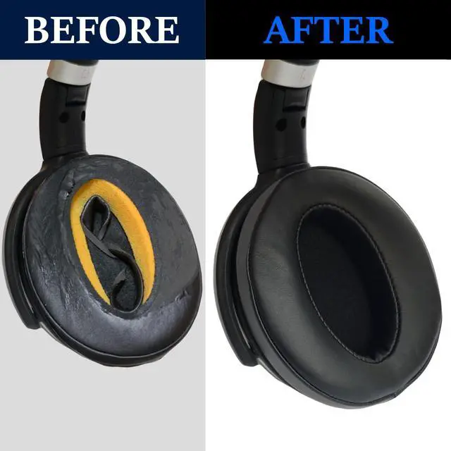 Alt view image 3 of 6 - Replacement Ear Pads for Sennheiser HD 4.50BT Headphones - Black | Fit for Sennheiser HD 4.50BTNC/4.50SE/HD 4.40BT/4.30G/HD 400S/HD 350BT/458BT, Memory Foam Covers, Smooth Leather Ear Cushions