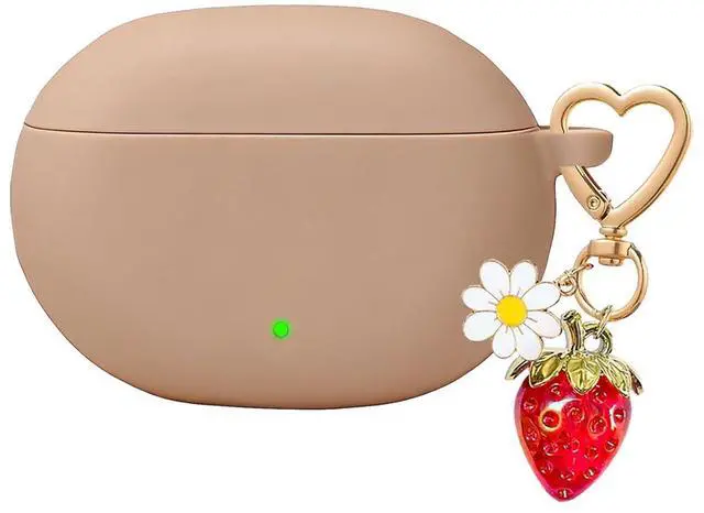 Main image of for Beats Studio Buds Case/Studio Buds Plus Case Cover,Soft Silicone Cover Protective with Cute Strawberry Daisy Flower Charm Keychain for Beats Studio Buds+ Earbuds Charging Case Milk Tea