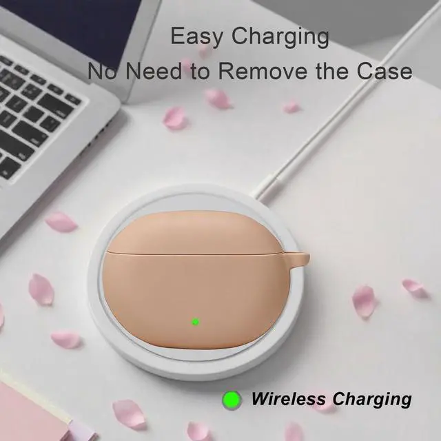 Alt view image 6 of 6 - for Beats Studio Buds Case/Studio Buds Plus Case Cover,Soft Silicone Cover Protective with Cute Strawberry Daisy Flower Charm Keychain for Beats Studio Buds+ Earbuds Charging Case Milk Tea