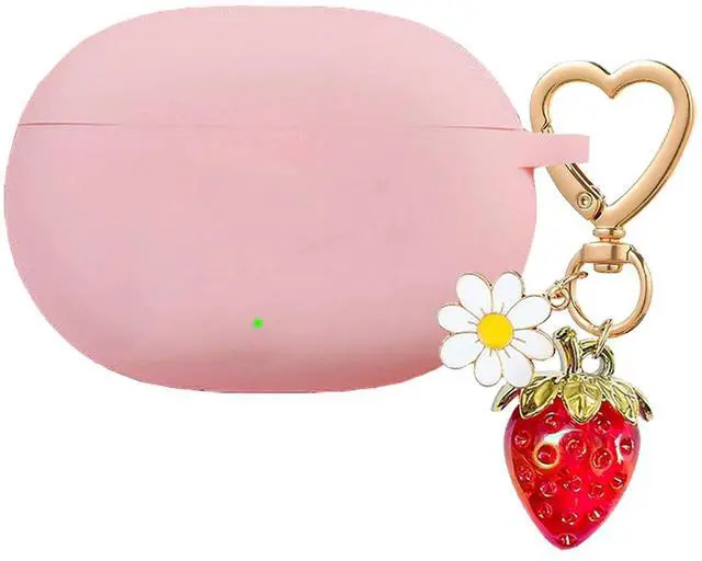 Main image of for Beats Studio Buds Case/Studio Buds Plus Case Cover,Soft Silicone Cover Protective Case with Cute Strawberry Daisy Flower Charm Keychain for Beats Studio Buds+ Earbuds Charging Case Pink