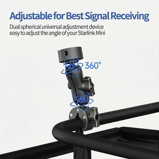 Alt view image 6 of 7 - Starlink Mini Clamp Mount Compatible with 2024/2025 Pipe Adapter | for RV, Pole, Yacht, Camper, Guardrails, Starlink Mini Accessories for 2026/2025 Starlink Mini