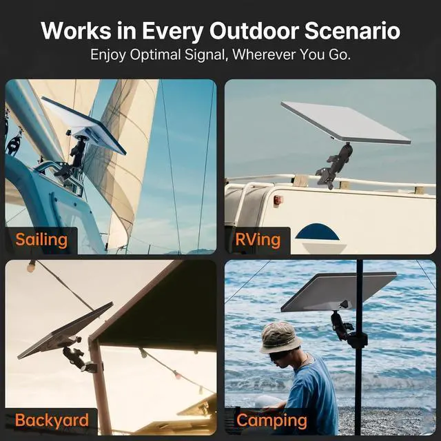 Alt view image 7 of 7 - Starlink Mini Clamp Mount Compatible with 2024/2025 Pipe Adapter | for RV, Pole, Yacht, Camper, Guardrails, Starlink Mini Accessories for 2026/2025 Starlink Mini