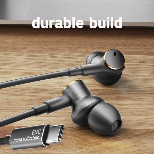 Alt view image 3 of 7 - USB-C Earbuds Noise Cancellation Hybrid Driver Bass Boost Wired Headphones | Type C Plug,Deep Bass Ear Bud Call Noise-canceling Mic Wired Earphone Compatible with iPhones 17 16 15 pro max and C port