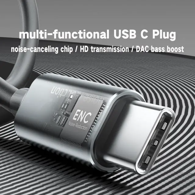 Alt view image 5 of 7 - USB-C Earbuds Noise Cancellation Hybrid Driver Bass Boost Wired Headphones | Type C Plug,Deep Bass Ear Bud Call Noise-canceling Mic Wired Earphone Compatible with iPhones 17 16 15 pro max and C port