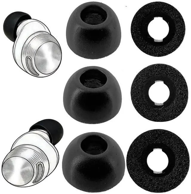 Main image of Replacement Memory Foam Eartips for Technics EAH-AZ100 Wireless Earbuds, Black Foam Ear Tips