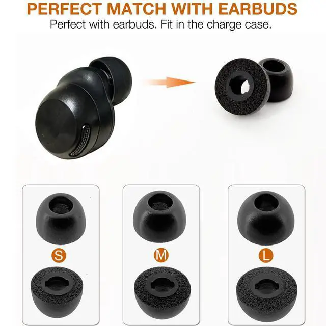 Alt view image 2 of 4 - Replacement Memory Foam Eartips for Technics EAH-AZ100 Wireless Earbuds, Black Foam Ear Tips