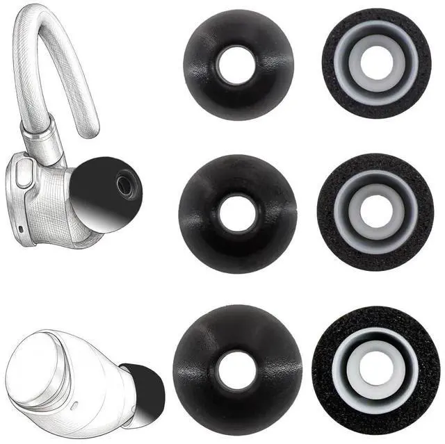 Main image of Replacement 2 Layers Memory Foam Eartips for Soundcore & Devialet | Compatible with Soundcore Sport X20 / X10 / Space A40 / Devialet Gemini II Earbuds Earpad Ear Tips, Black, Upgrade