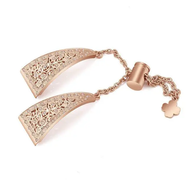 Alt view image 6 of 6 - Compatible with Fitbit Versa 4/Versa 3/ Sense 2/Sense Band for Women, Replacement Bling Metal Strap Stainless Steel Metal Jewelry Bangle Wrist Strap Bracelet Rhinestone Accessories for Sense 2/Versa 4