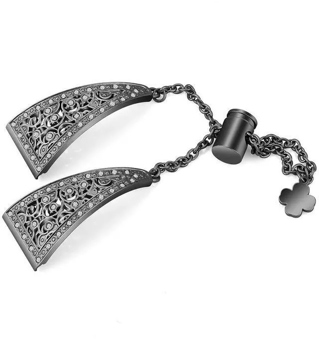 Alt view image 6 of 6 - Compatible with Fitbit Versa 4/Versa 3/ Sense 2/Sense Band for Women, Replacement Bling Metal Strap Stainless Steel Metal Jewelry Bangle Wrist Strap Bracelet Rhinestone Accessories for Sense 2/Versa 4