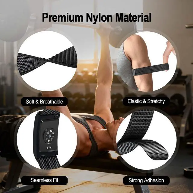 Alt view image 3 of 7 - 2 Pack Bicep Bands Compatible with Amazfit Helio Straps, Nylon Soft Adjustable Hook and Loop Ankle/Arm Band, Sport Replacement Breathable Wristbands for Men & Women Fitness Training