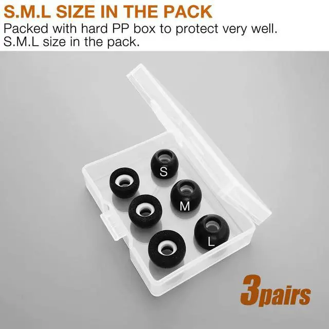 Alt view image 4 of 4 - Replacement Memory Foam Eartips for JBL Endurance Earbuds,Black | Compatible with EJBL Endurance Peak 4/Peak 3/Peak II/Peak & Endurance Race/Race 2/Run 2 Earbuds,Foam Earpad Ear Tips, 3 Pairs