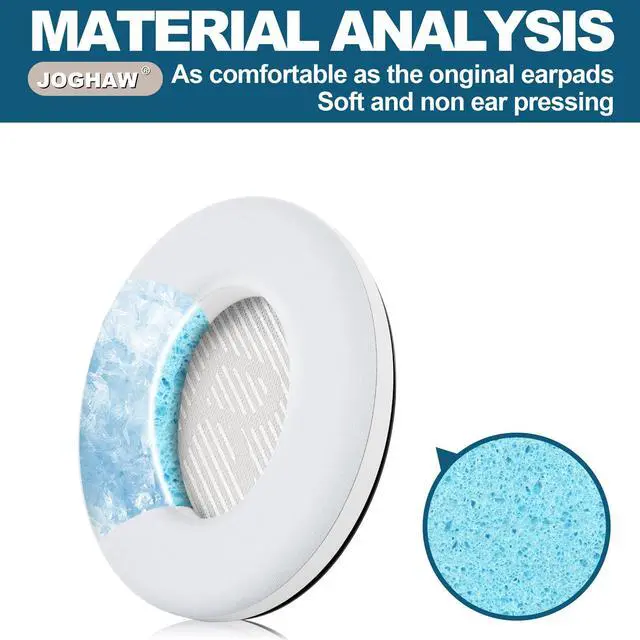 Alt view image 3 of 6 - Full Cooling Gel Replacement Earpads for Bose QuietComfort QC35 Headphones Ear Pads Cushions with Breathable Ice Silk Fabric, High-Density Noise Cancelling Foam - White