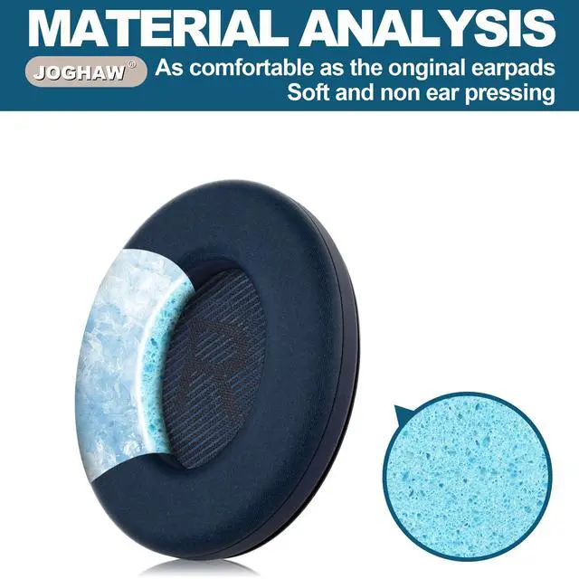 Alt view image 3 of 6 - Full Cooling Gel Replacement Earpads for Bose QuietComfort QC35 Headphones Ear Pads Cushions with Breathable Ice Silk Fabric, High-Density Noise Cancelling Foam - Blue
