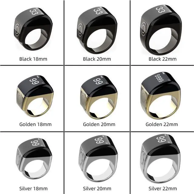 Alt view image 7 of 7 - Smart Tasbih Zikr Ring with Digital Azan Alarm Clock,Muslim Finger Counter,Ring Counter,Ring Counter,tasbeeh Counter,Ideal Ramadan Gift(22mm)