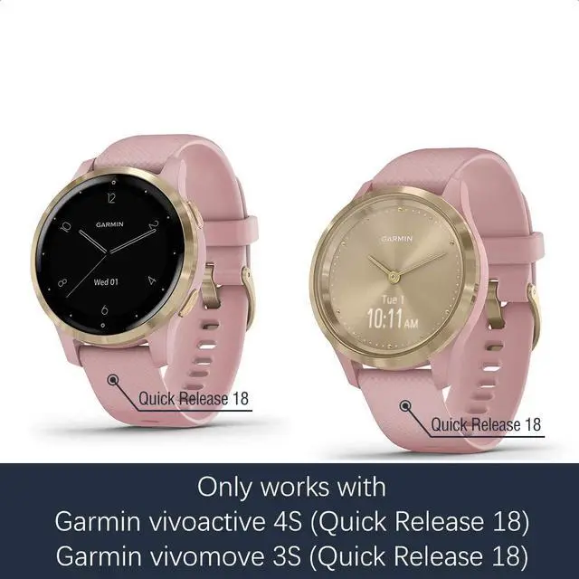 Alt view image 2 of 5 - Sport Mesh Strap Compatible with Garmin vivoactive 4S/Venu 2S Smartwatch Replacement Woven Nylon Wristband Quick Release 18mm