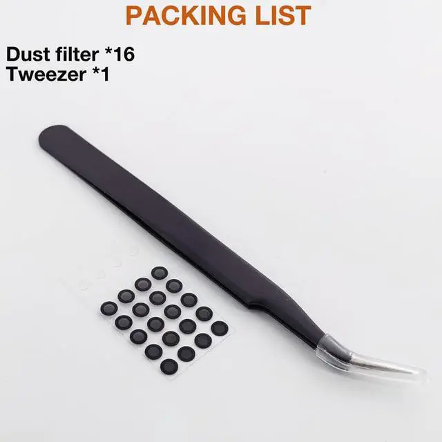 Alt view image 3 of 3 - Replacement Dust Filter Mesh for Beats Powerbeats Pro 2 Earbuds | Black | 20 Pieces | Includes Tool - Tweezers