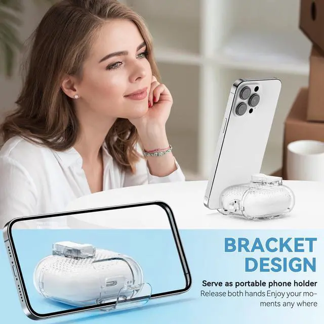 Alt view image 2 of 6 - for Airpods 4 Case Clear with Lock&Bling Keychain for Women&Girly,Cute Soft TPU Clear Case Cove for Apple Airpods 4th Generation (2024) with Cleaning Kit,Phone Holder Function