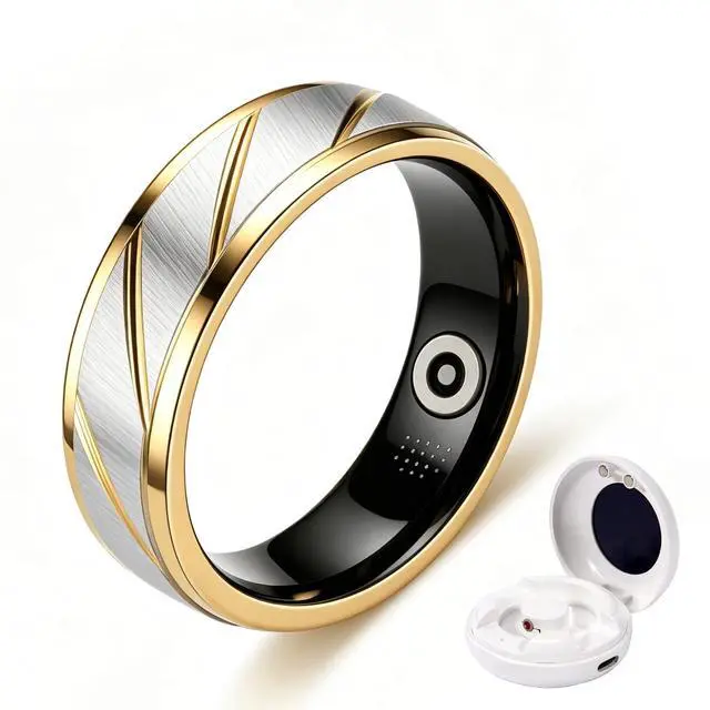 Main image of Smart Ring for Women Men, Two-Tone Gold Silver Health Tracker Ring with Sleep Heart Rate Blood Oxygen Monitor, Waterproof Titanium Smart Rings, Fitness Activity Tracker Ring for Sports Daily Wear #10