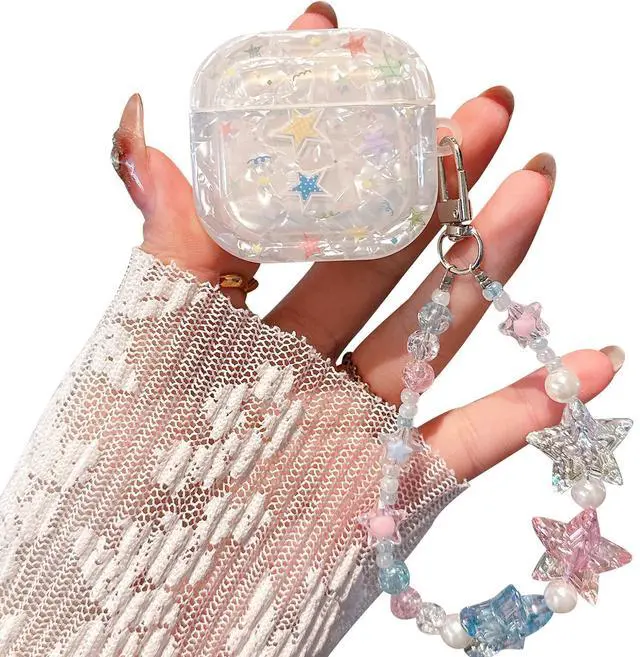 Main image of for AirPod 4 Case Cute Dream Shell Pearl Shockproof Protective Cover with Strap Keychain Compatible for AirPods 4th Generation for Women Girls (Colored Stars)