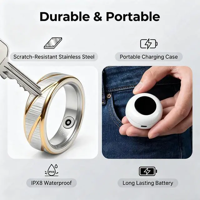 Alt view image 7 of 7 - Smart Ring for Women Men, Two-Tone Gold Silver Health Tracker Ring with Sleep Heart Rate Blood Oxygen Monitor, Waterproof Titanium Smart Rings, Fitness Activity Tracker Ring for Sports Daily Wear #10