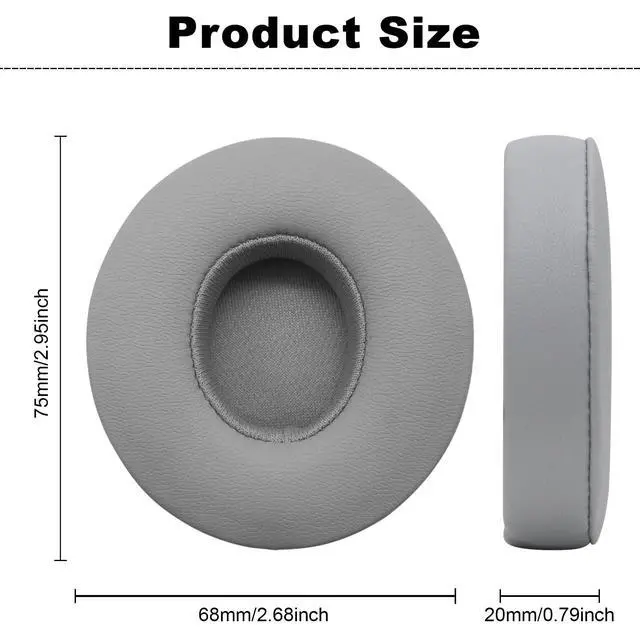 Alt view image 2 of 5 - Replacement Ear Pads for Beats Solo 3, Ear Cushions for Beats Solo 2 & Solo 3 Wireless/Wired Headphones, Replacement Ear Pads Cushion Cover Comfortable Durable Cushion (Gray)