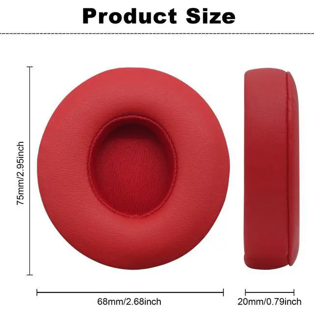 Alt view image 2 of 5 - Replacement Ear Pads for Beats Solo 3, Ear Cushions for Beats Solo 2 & Solo 3 Wireless/Wired Headphones, Replacement Ear Pads Cushion Cover Comfortable Durable Cushion (Red)