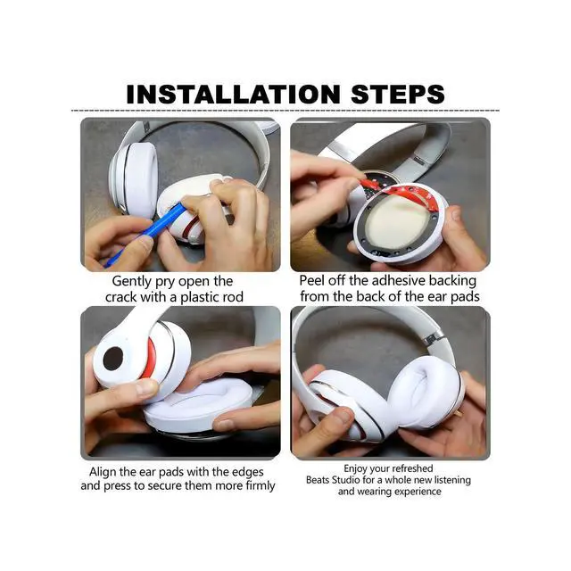 Alt view image 5 of 6 - Replacement Ear Pads for Beats Solo 3, Ear Cushions for Beats Solo 2 & Solo 3 Wireless/Wired Headphones, Replacement Ear Pads Cushion Cover Comfortable Durable Cushion (White)
