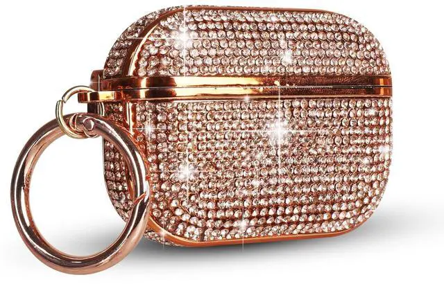 Main image of for AirPods 4 Case Glitter Bling Rhinestone Diamond Bedazzled Shiny Sparkle Cute for AirPods 4 Cover for Girls Women Wireless Charging Luxury Chrome Skin for Apple AirPods 4 Rose Gold