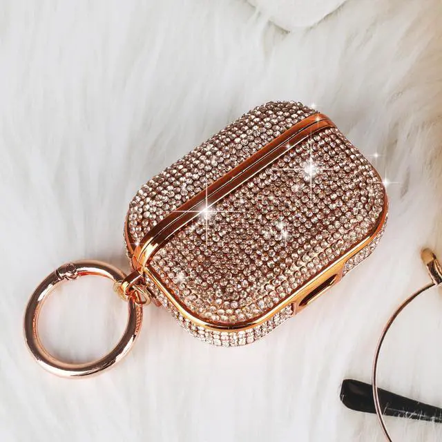 Alt view image 3 of 6 - for AirPods 4 Case Glitter Bling Rhinestone Diamond Bedazzled Shiny Sparkle Cute for AirPods 4 Cover for Girls Women Wireless Charging Luxury Chrome Skin for Apple AirPods 4 Rose Gold