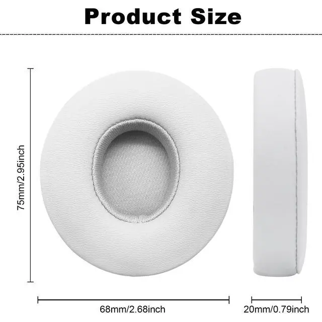 Alt view image 2 of 6 - Replacement Ear Pads for Beats Solo 3, Ear Cushions for Beats Solo 2 & Solo 3 Wireless/Wired Headphones, Replacement Ear Pads Cushion Cover Comfortable Durable Cushion (White)