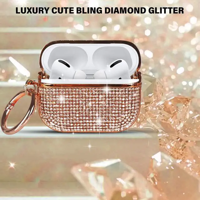 Alt view image 2 of 6 - for AirPods 4 Case Glitter Bling Rhinestone Diamond Bedazzled Shiny Sparkle Cute for AirPods 4 Cover for Girls Women Wireless Charging Luxury Chrome Skin for Apple AirPods 4 Rose Gold