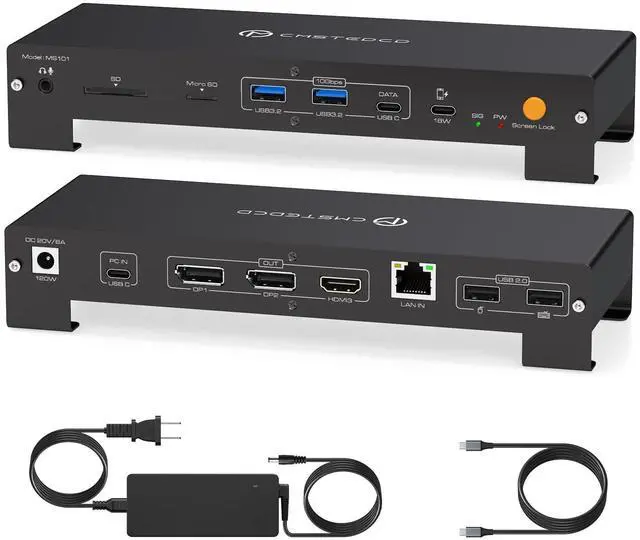 Main image of USB C Laptop Docking Station 3 Monitors 4K with 120W Power Supply 15-in-1 Thunderbolt Dock for Multiple Monitors with 2DP and HDMI Port PD100W/10Gbps USB/SD&TF/Ethernet etc (macOS-No Extended Mode)