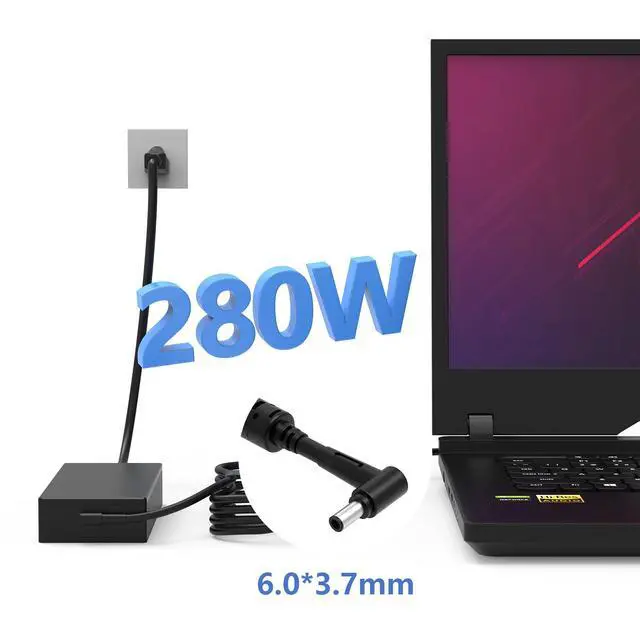 Alt view image 7 of 7 - 280W AC Charger Fit for Asus ROG ADP-280EB B ADP-280EB F | 20V 14A Laptop Power Supply Adapter for ROG Strix Scar, Zephyrus, TUF Gaming Laptop, 6.0×3.7mm Connector