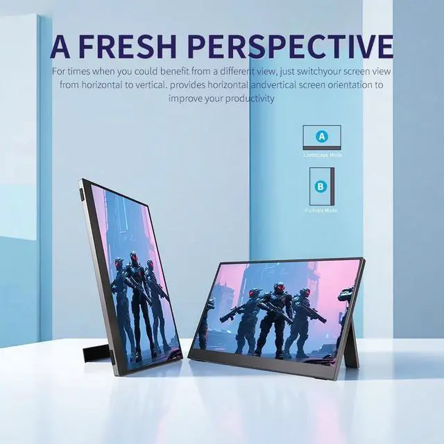 Alt view image 3 of 7 - 15.6 Inch Wireless Portable Monitor, HDR Eye Careful Gaming Monitor, FHD IPS/HDR Computer Screen Extender with Built-in Speakers, Compatible with Laptop PC Phone PS4/PS5 Switch