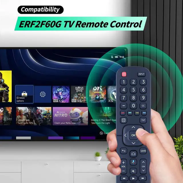 Alt view image 2 of 7 - ERF2F60G No Voice Remote Controll Replacement Compatible with Hisense HD Ready LED Smart Android TV 32A56E 40A56E