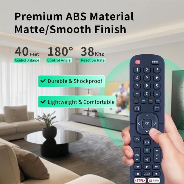 Alt view image 3 of 7 - ERF2F60G No Voice Remote Controll Replacement Compatible with Hisense HD Ready LED Smart Android TV 32A56E 40A56E