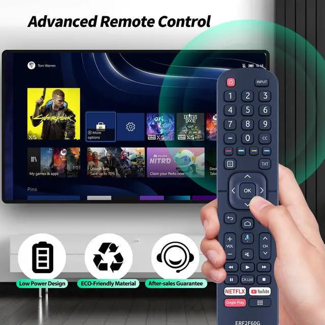 Alt view image 4 of 7 - ERF2F60G No Voice Remote Controll Replacement Compatible with Hisense HD Ready LED Smart Android TV 32A56E 40A56E
