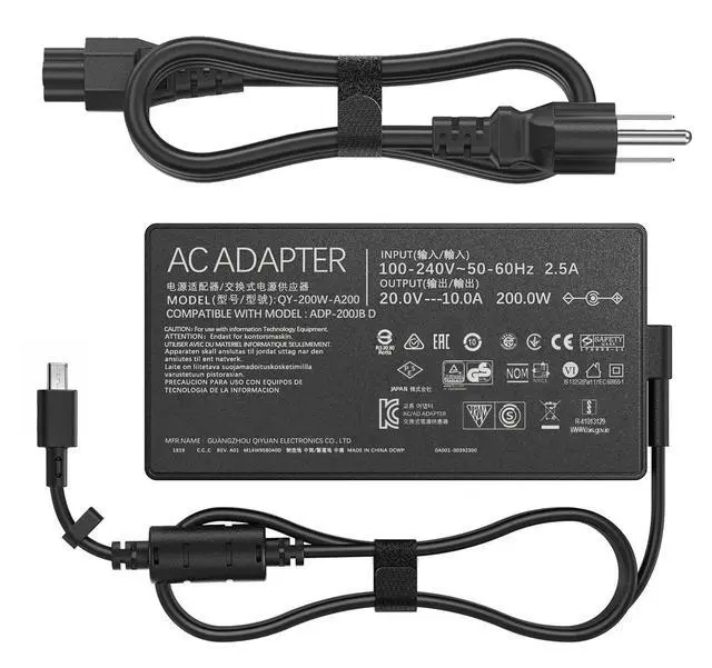 Alt view image 2 of 6 - 200W Laptop Charger Compatible with Asus Zephyrus G16 G14 | For Flow GU605 GU605CP GA605 GA605WV GA605WI TUF Gaming A14 H7606 PX13 ProArt P16 20V/10A Rectangle Tip Adapter