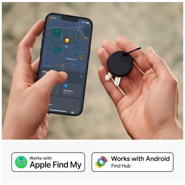 Alt view image 2 of 6 - POP Tracker Tag - Colorful, Compatible, Loud Bluetooth Tracker with Call Your Phone & Out of Range Alert, Works with Apple Find My or Google's Find My Device - 2 Pack (White, Black)