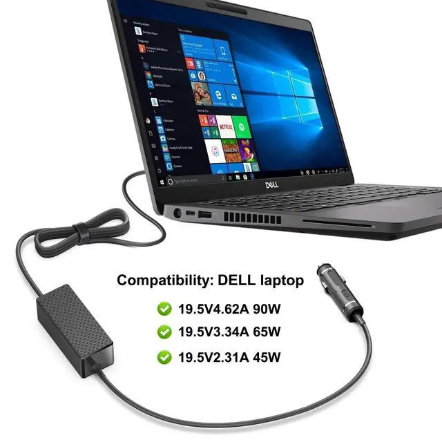 Alt view image 2 of 7 - Laptop Car Charger for Dell 7.4 mm Barrel 90W 65W 45W DC Power Adapter Cord 12V-24V Vehicle Auto Airplane Boat Charger for Dell Inspiron/Latitude/Precision/Studio/Vostro/XPS 14 Series Laptops