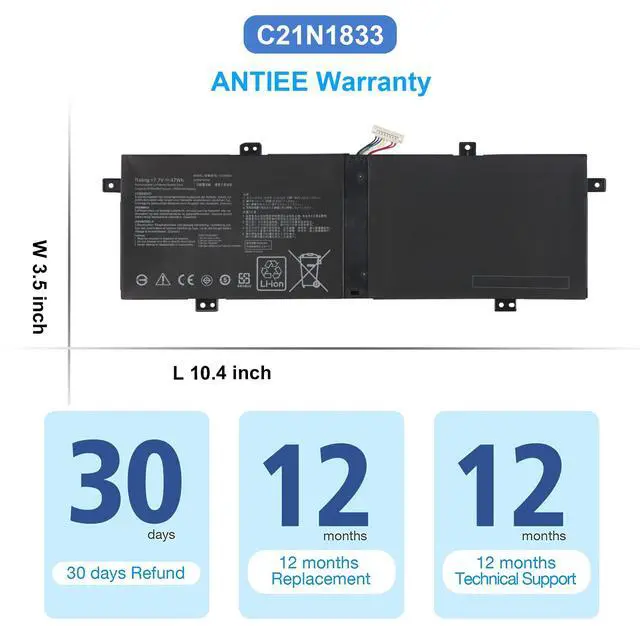 Alt view image 5 of 6 - C21N1833 Battery for Asus VivoBook S14 & ZenBook 14 | for Asus VivoBook S14 S431/S431F/FA/FL ZenBook 14 UM431/UM431D/DA UX431/UX431F/DA/FL/FN/FA, AM006T, X431FA/FL, S431FA-EB159T