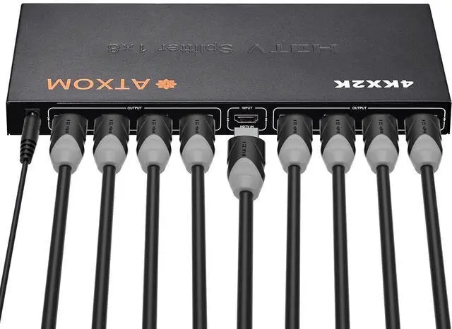 Main image of HDMI Splitter 1 in 8 Out - 1x8 HDMI Display Duplicate/Mirror - Powered Splitter Full HD 1080P, 4K - One Source to Eight Identical Displays