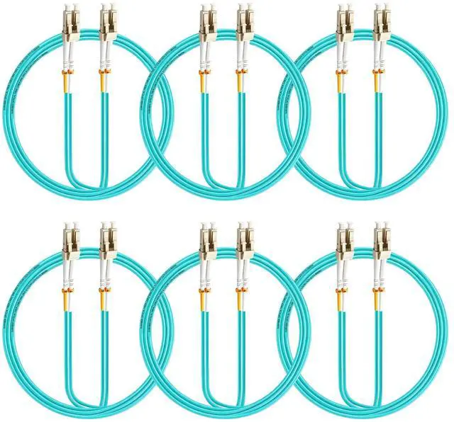Main image of OM3 Duplex LC to LC Fiber Optic Patch Cable, 1m 3ft, 6 Pack | 50/125m Multimode, Aqua LSZH, Compatible with Cisco, Ubiquiti, MikroTik, NETGEAR & TP-Link 10G SFP+ Transceivers & Switches