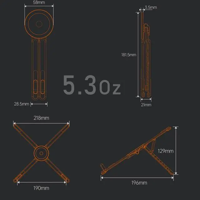 Alt view image 3 of 6 - 4-in-1 Laptop Stand, Magnetic Phone Tripod Holder, Adjustable Aluminum, Gray